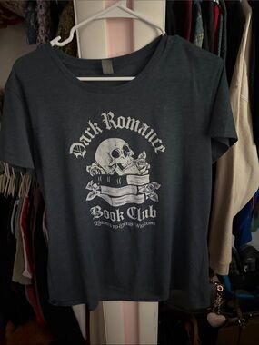 Dark Romance Book Club Graphic Tee heather blue  with White Print